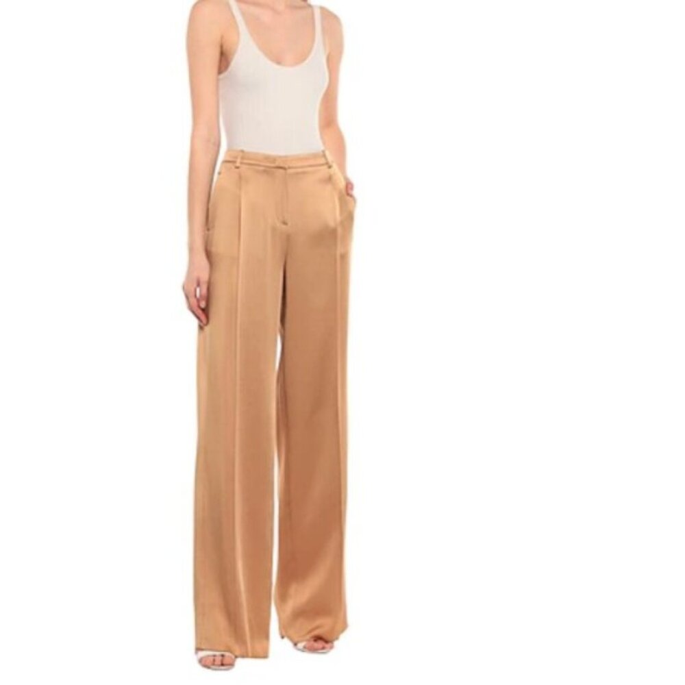 Roberto Cavalli Made in Italy Satin Dressy Pants Camel Size 38